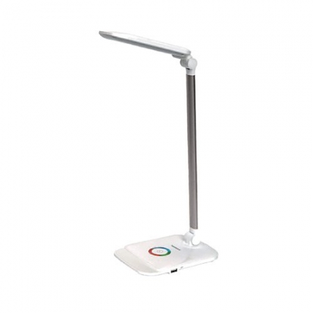Lampa biurkowa LED TS1805 14W 620lm zmienna barwa USB biało-srebrna TIROSS